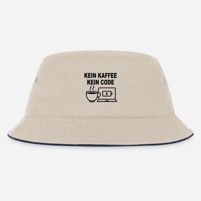 Kein Kaffee Kein Code – Funny Programmer Design - Kids’ Bucket Hat - ecru/navy