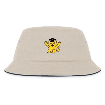 Bachelor Cat / Katzendiplom - Kinder Bucket Hat - Natur/Navy - Vorne