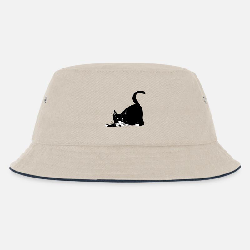 Katze - Kinder Bucket Hat - Natur/Navy