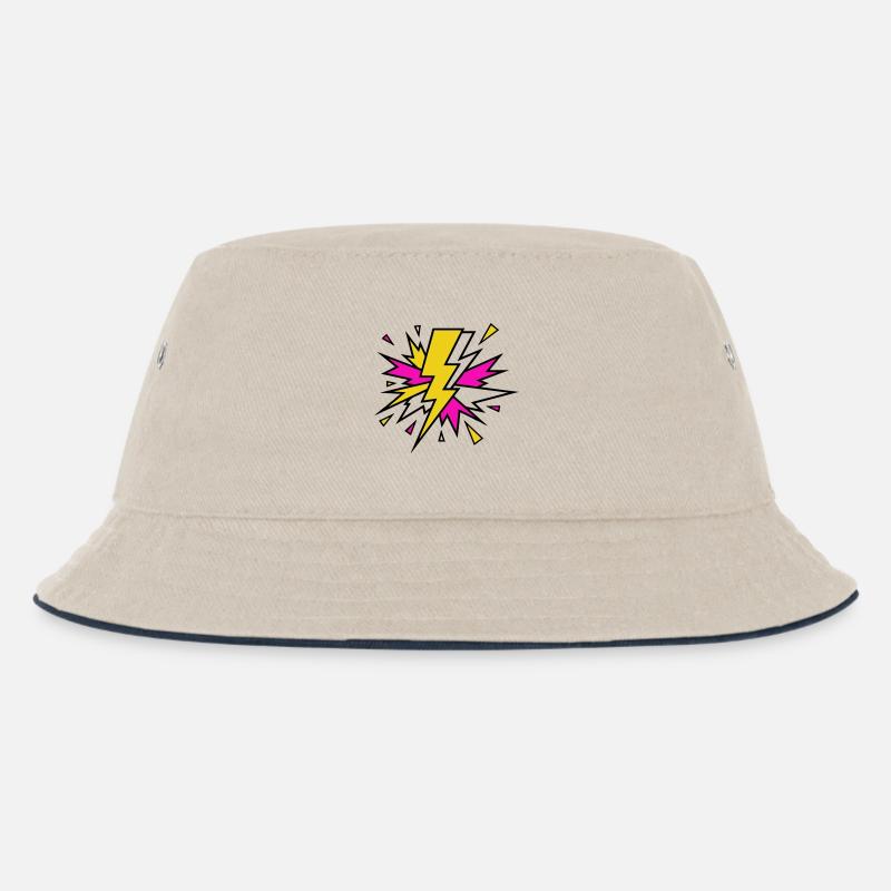 Gelber Strahl Neon-Explosion - Kinder Bucket Hat - Natur/Navy