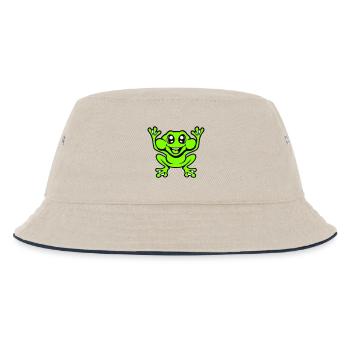 Frog Toad Laughs Funny Jumping Happy Comic - Kids’ Bucket Hat - ecru/navy - Front