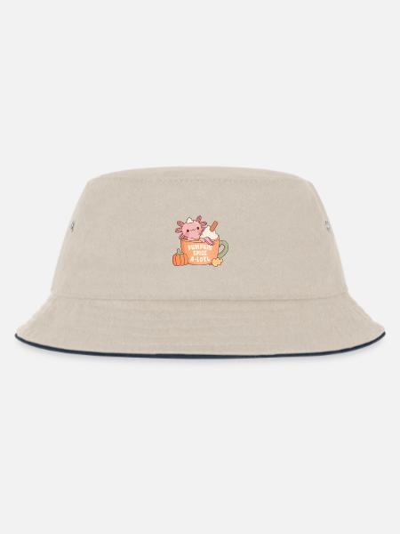 Süßer Axolotl In Kaffeetasse Kürbisgewürz A Lotl - Kinder Bucket Hat - Natur/Navy