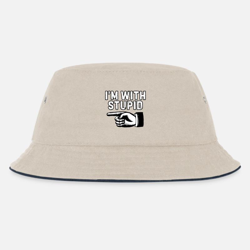 Ich bin mit dummer Handgrafik - Kinder Bucket Hat - Natur/Navy