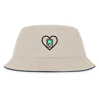 Retro Heart – Retro-Handheld-Konsole - Kinder Bucket Hat - Natur/Navy - Vorne