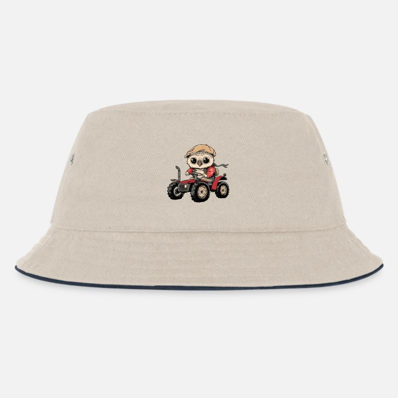 Eule Traktor Farmer - Kinder Bucket Hat - Natur/Navy