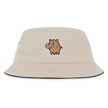 Sweet Wild Boar Comic Lucky Charm - Kids’ Bucket Hat - ecru/navy - Front