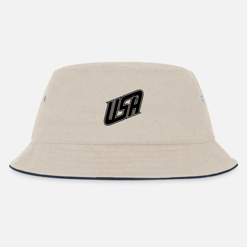 USA logo - color variable - Kids’ Bucket Hat - ecru/navy