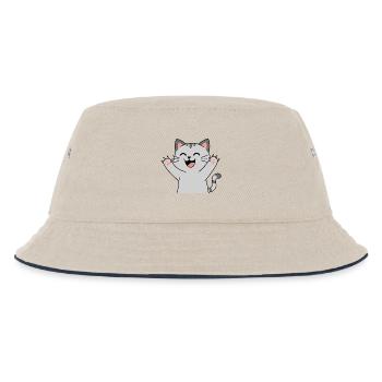 Fröhliche Katzenpfoten Jubel (Spitze Krallen) - Kinder Bucket Hat - Natur/Navy - Vorne