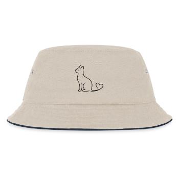 Elegant Cat with Heart Tail | Minimal Love Line Ar - Kinder Bucket Hat - Natur/Navy - Vorne