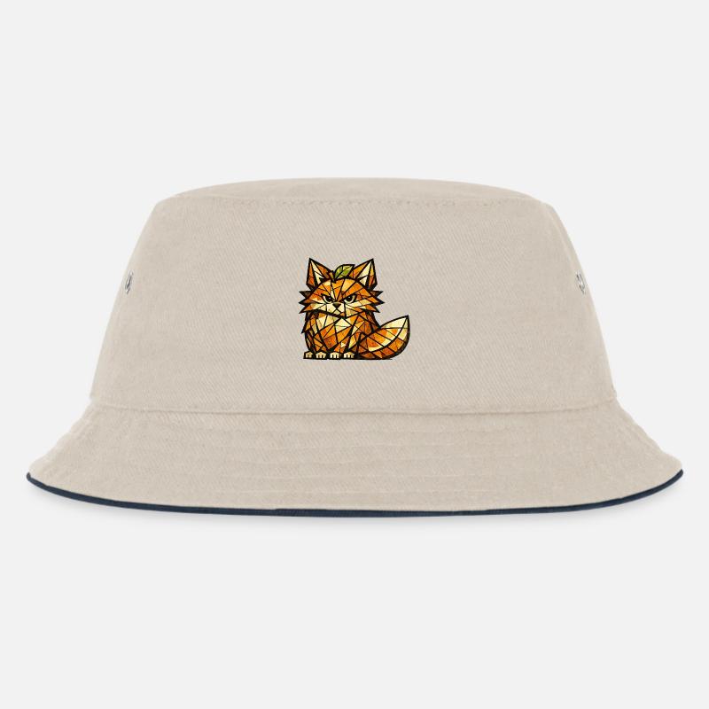 Orange Fox Cubism Version - Kids’ Bucket Hat - ecru/navy