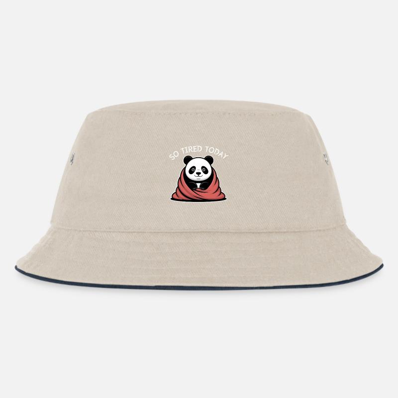 Panda Cuddle Dream Under Blanket - Kids’ Bucket Hat - ecru/navy