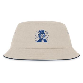 Ebenezer Scrooge Flat Porträtgrafik - Kinder Bucket Hat - Natur/Navy - Vorne