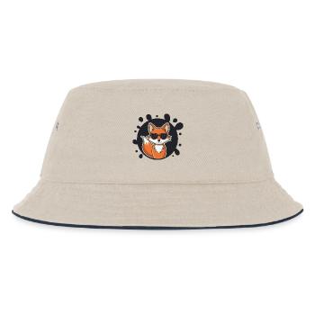 Schicke Fuchs-Sonnenbrille auf Schwarz - Kinder Bucket Hat - Natur/Navy - Vorne