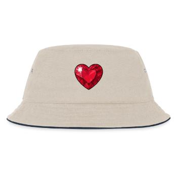 Rubin Kristallherz - Kinder Bucket Hat - Natur/Navy - Vorne