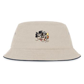 Cartoon überlastetes Verlängerungskabel - Kinder Bucket Hat - Natur/Navy - Vorne