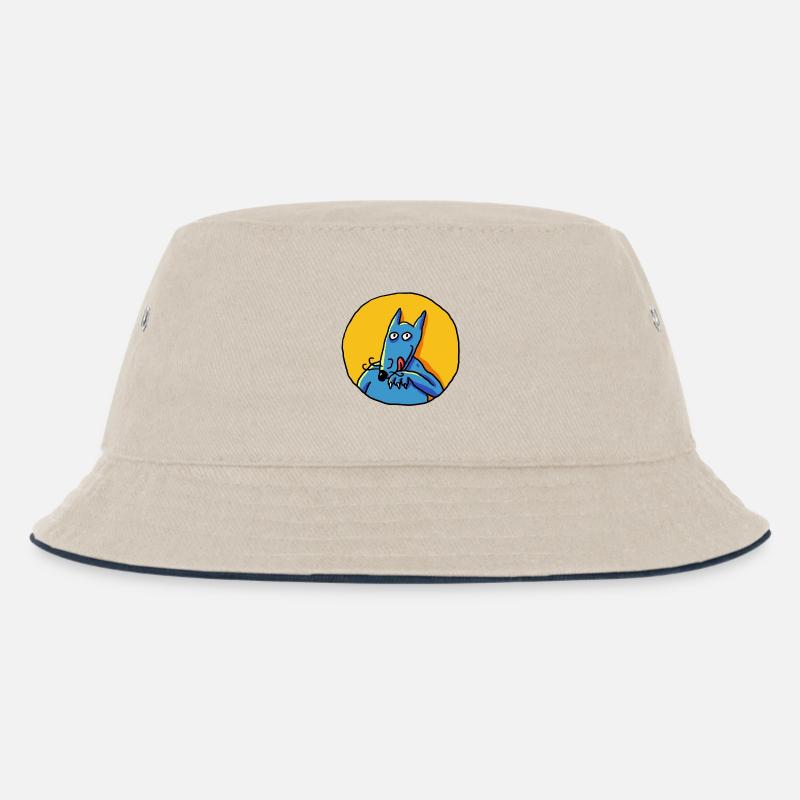 Le loup! - Kinder Bucket Hat - Natur/Navy