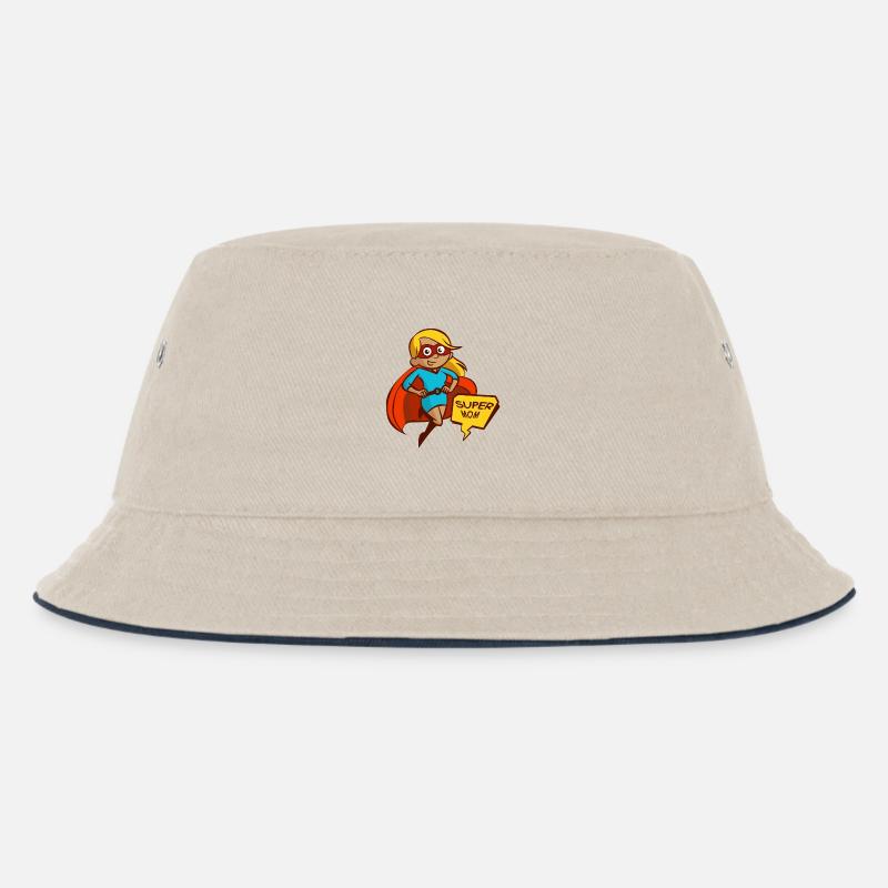 Supermama als Geschenk - Kinder Bucket Hat - Natur/Navy