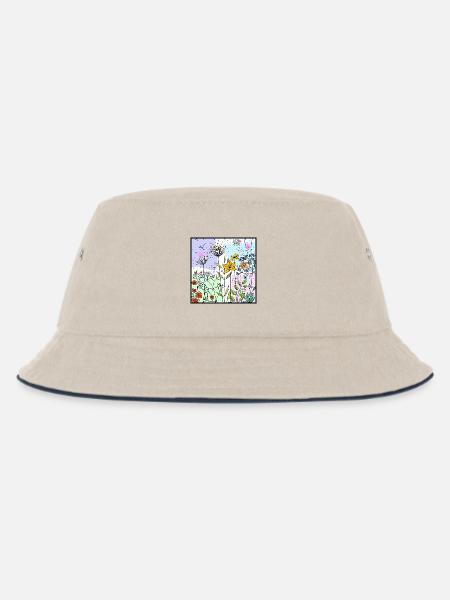 Blumen - Kinder Bucket Hat - Natur/Navy
