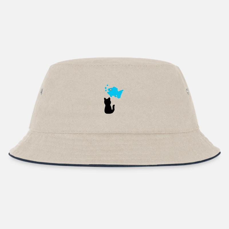 Fischgedanken - Kinder Bucket Hat - Natur/Navy