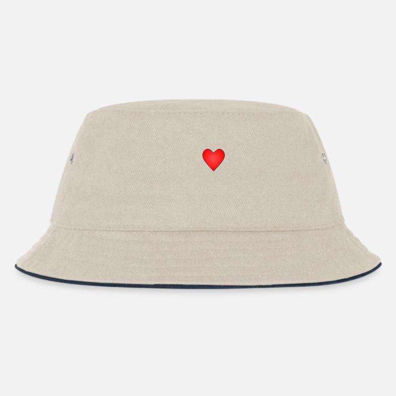 Herz - Kinder Bucket Hat - Natur/Navy