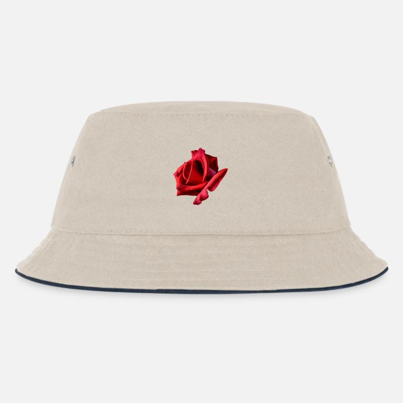 Rote Rose - Kinder Bucket Hat - Natur/Navy