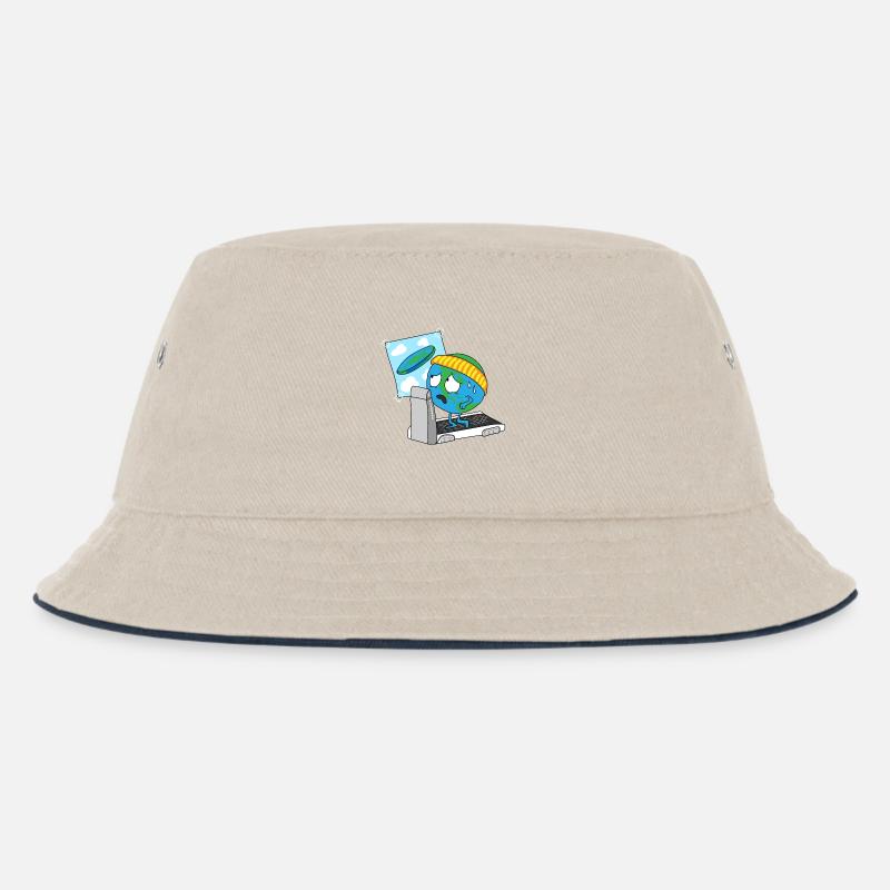 runde Erde Scheibe Erdscheibe Erdkugel Planet - Kinder Bucket Hat - Natur/Navy