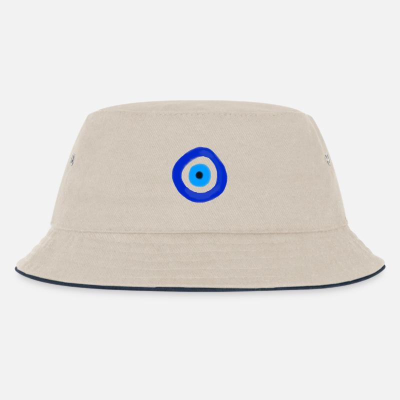 Blue Orbit Eye Abstract - Kinder Bucket Hat - Natur/Navy