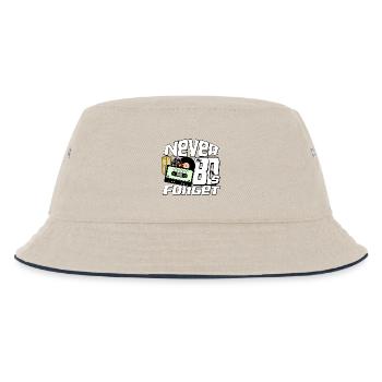 80er Party,Fun Shirt,80er Never Forget..(25) - Kinder Bucket Hat - Natur/Navy - Vorne