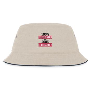 Traktor , Treckerfahrer 200% Leidenschaft ...(25) - Kinder Bucket Hat - Natur/Navy - Vorne