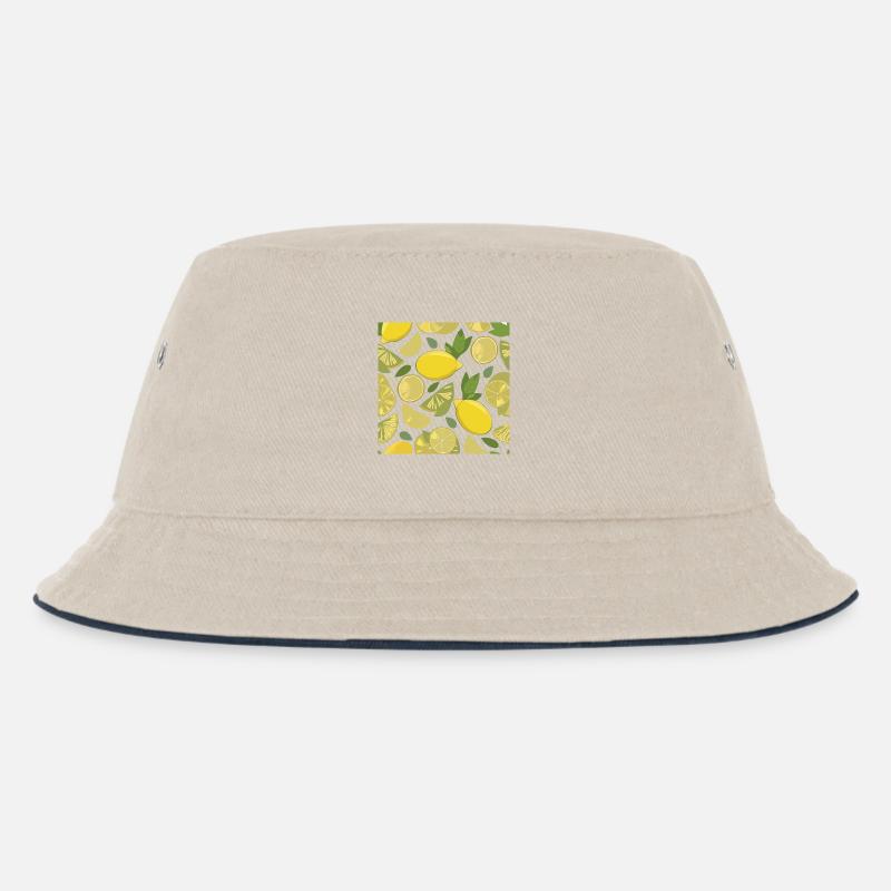 Lemon design with a fresh effect - Kids’ Bucket Hat - ecru/navy