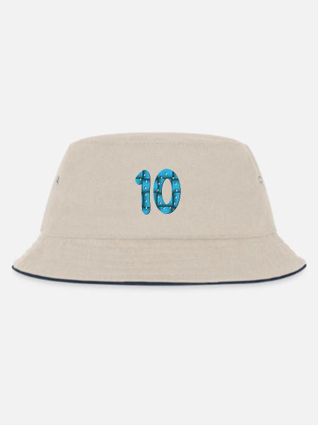 Zahl 10 - ZEHN - 10. Geburtstag - Kinder Bucket Hat - Natur/Navy