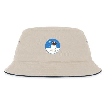 Mops im Schnee - Kinder Bucket Hat - Natur/Navy - Vorne