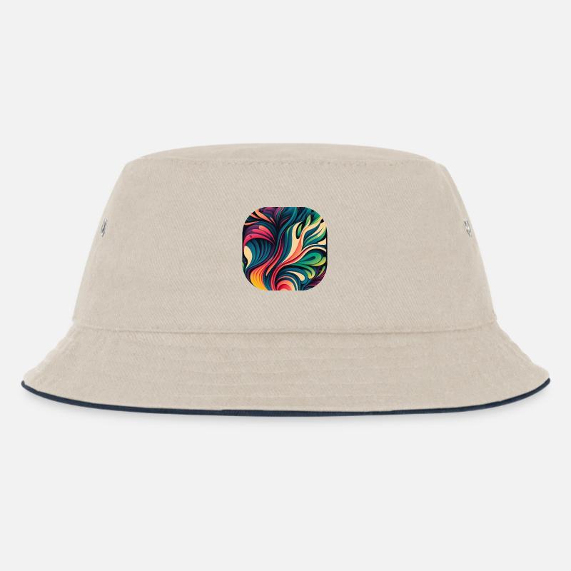 Abstrakt - Kinder Bucket Hat - Natur/Navy
