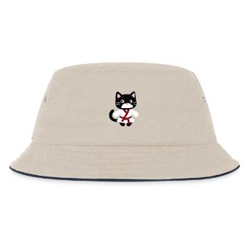 ticker, Happy Colorful Owl wearing Headphones, kaw - Kinder Bucket Hat - Natur/Navy - Vorne