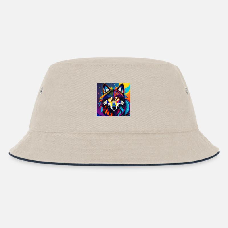 Wolf - Kinder Bucket Hat - Natur/Navy