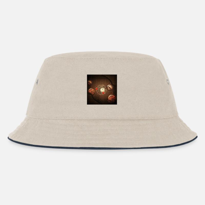 Wunderbare Steampunk-Uhr - Kinder Bucket Hat - Natur/Navy