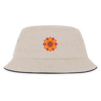 Retro Style Mid-Century Pink And Orange Flower - Kids’ Bucket Hat - ecru/navy - Front