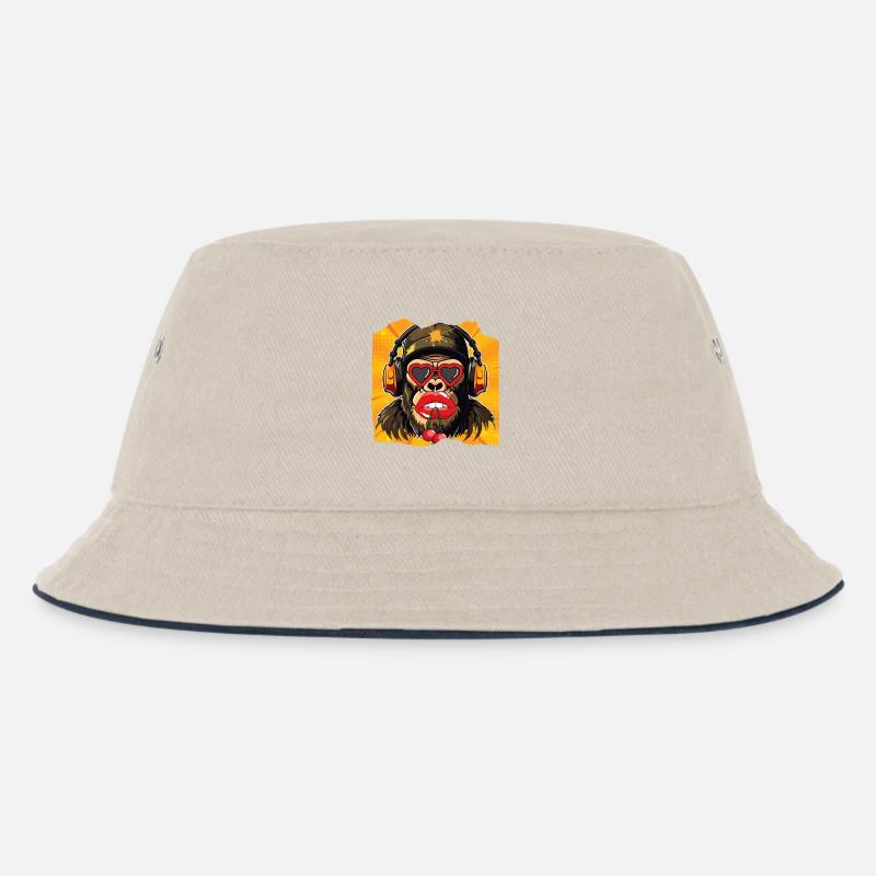 Affe & Kirsche - Kinder Bucket Hat - Natur/Navy