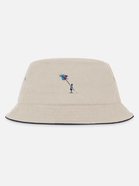 Kind malt Farbwolke - Kinder Bucket Hat - Natur/Navy