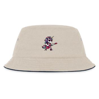 Einhorn Rock Metal Musiker Gitarre Design - Kinder Bucket Hat - Natur/Navy - Vorne