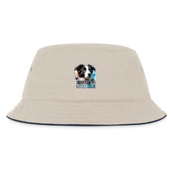 Border Collie Welpe intelligentester Hund Geschenk - Kinder Bucket Hat - Natur/Navy - Vorne