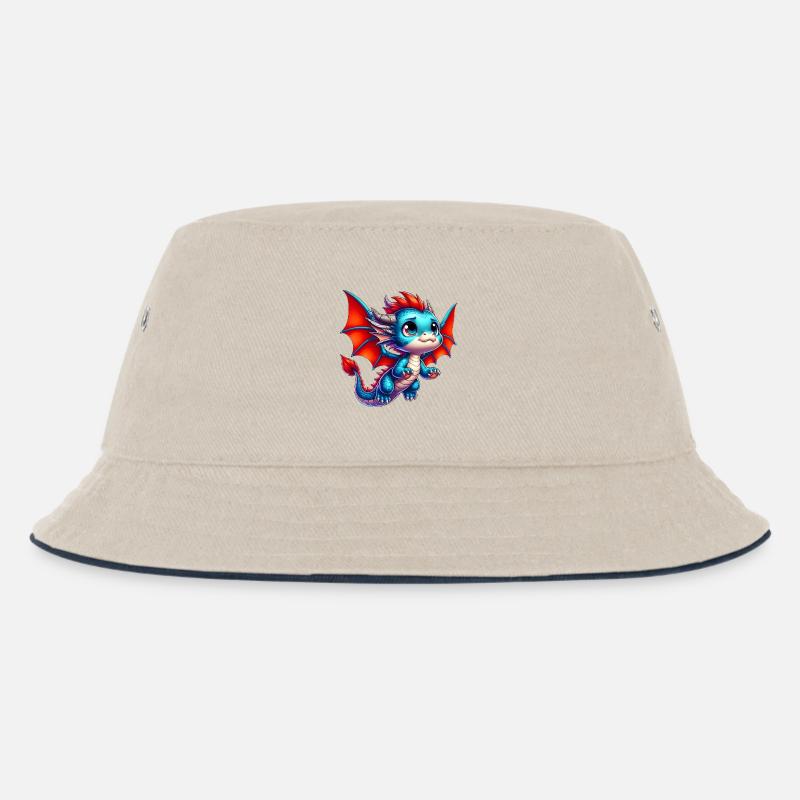 Drache - Kinder Bucket Hat - Natur/Navy