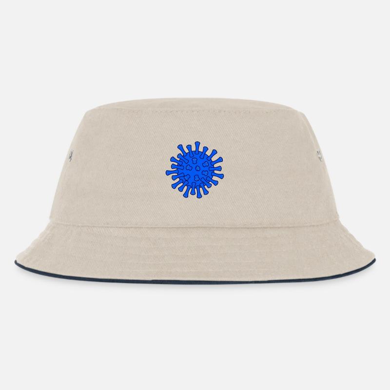 Blue Covid Molecule Illustration - Kids’ Bucket Hat - ecru/navy