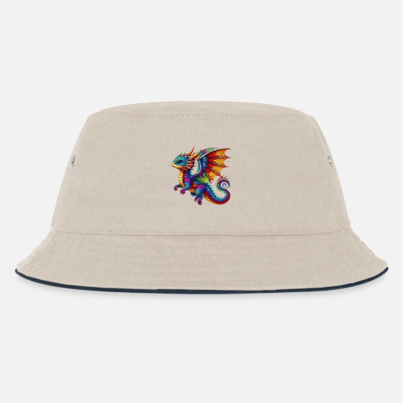 Drache - Kinder Bucket Hat - Natur/Navy