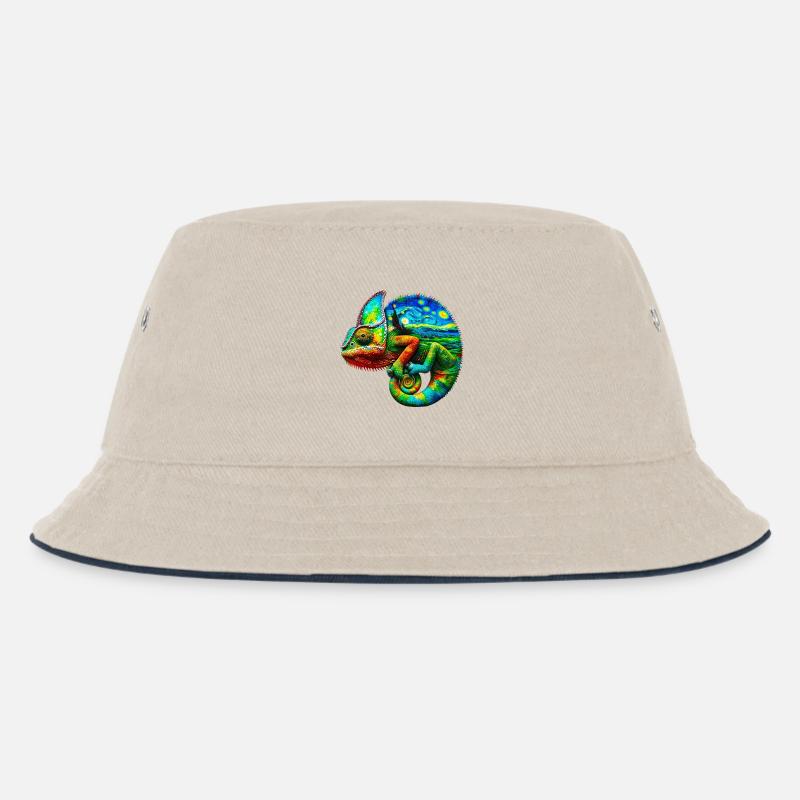 Van Gogh Chamäleon - Kinder Bucket Hat - Natur/Navy