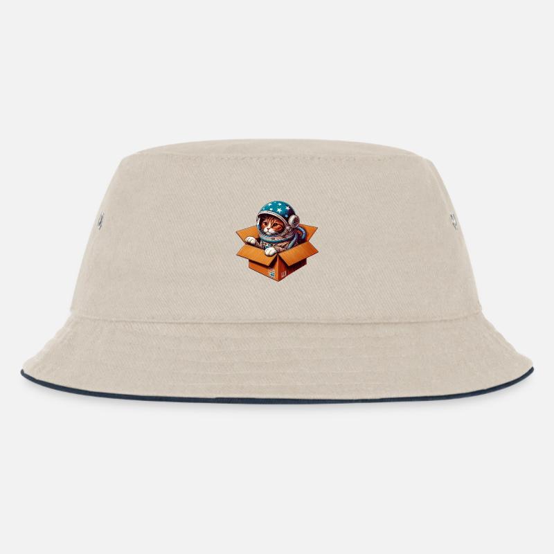 Katze Astronaut - Kinder Bucket Hat - Natur/Navy