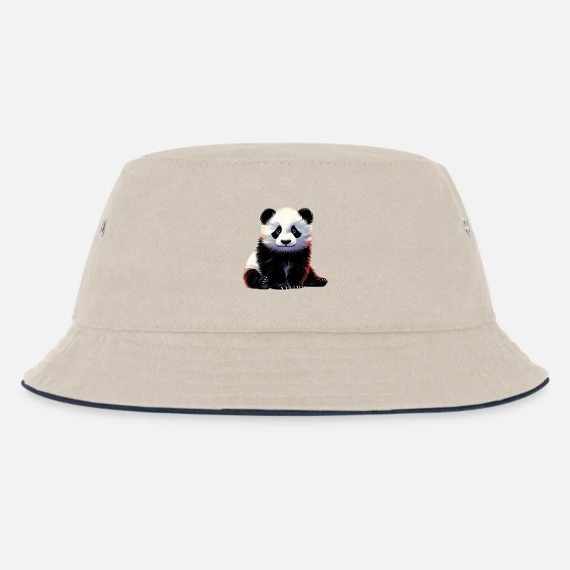 Panda - Kinder Bucket Hat - Natur/Navy