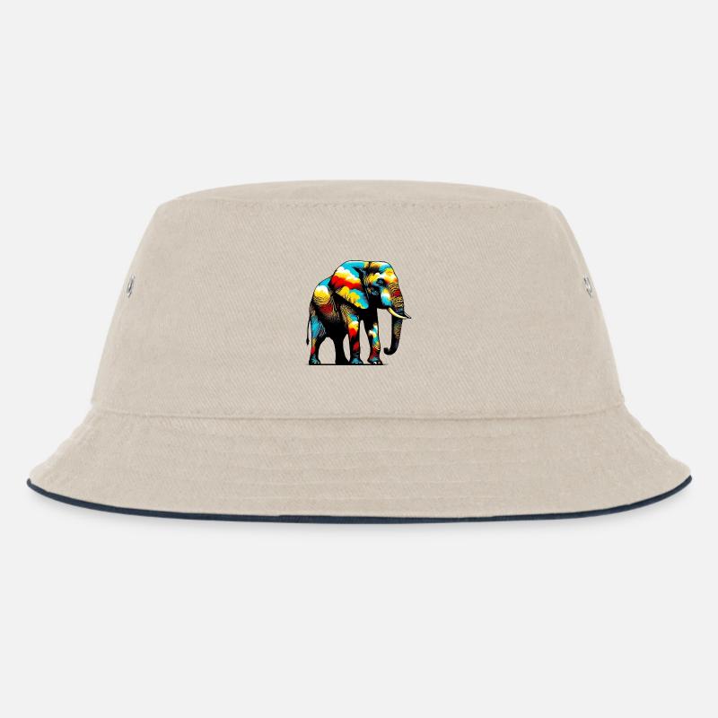 Elefant - Kinder Bucket Hat - Natur/Navy