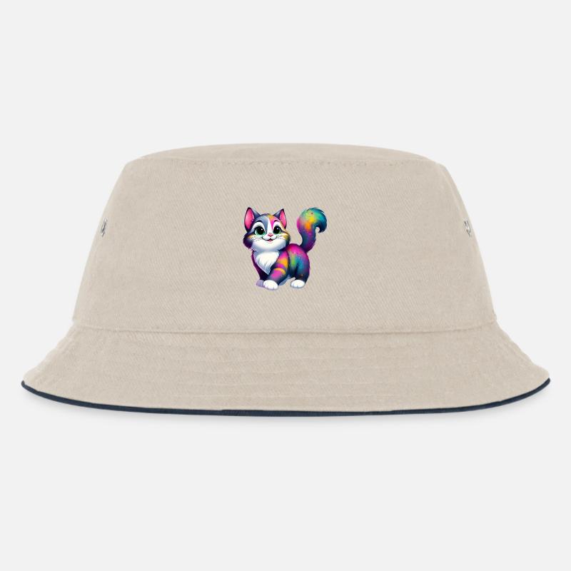 Katze - Kinder Bucket Hat - Natur/Navy