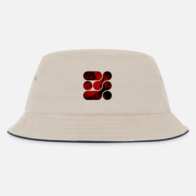 OCHOOO - Dunkelrot - Kinder Bucket Hat - Natur/Navy